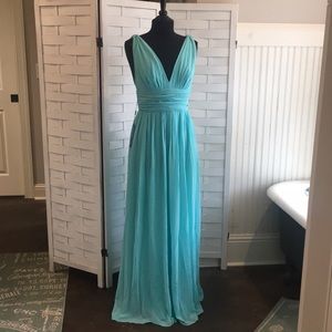 NEW SeaGreen Blue Empire Bridesmaid Prom Dress